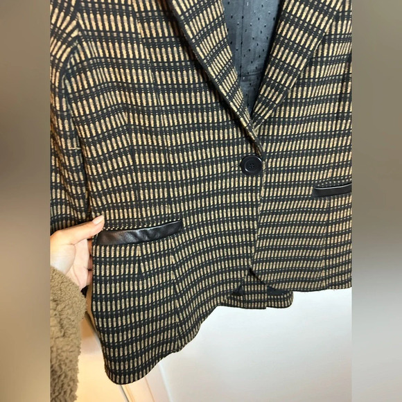 Nanette Lepore Two Tone Leather Trim Blazer - Picture 5 of 6